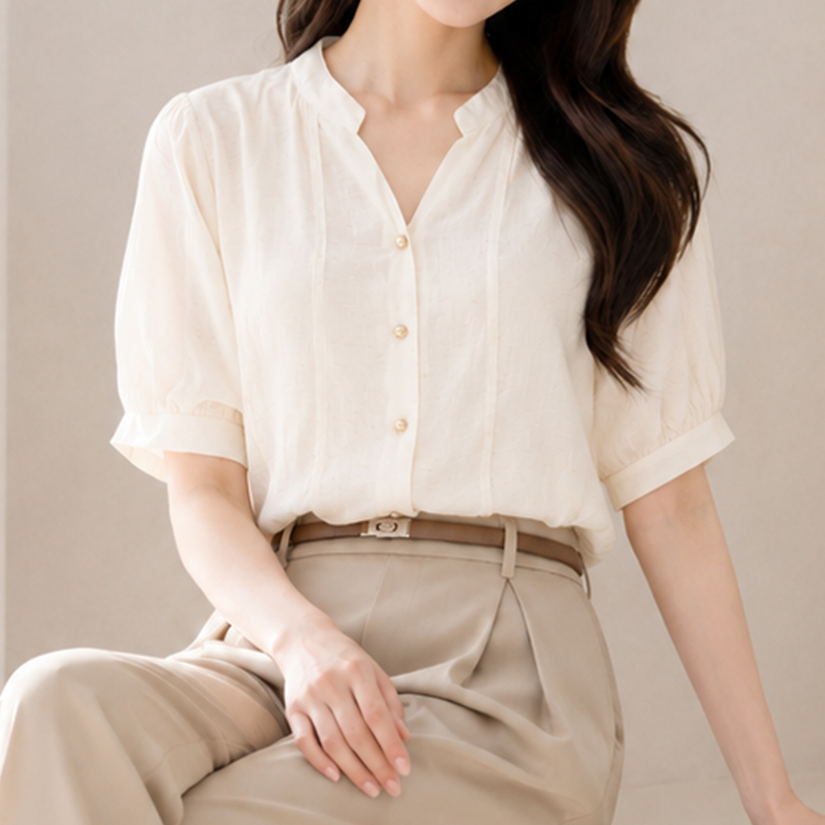 [예뻐너] 케이즈 린넨 여름 반팔 블라우스